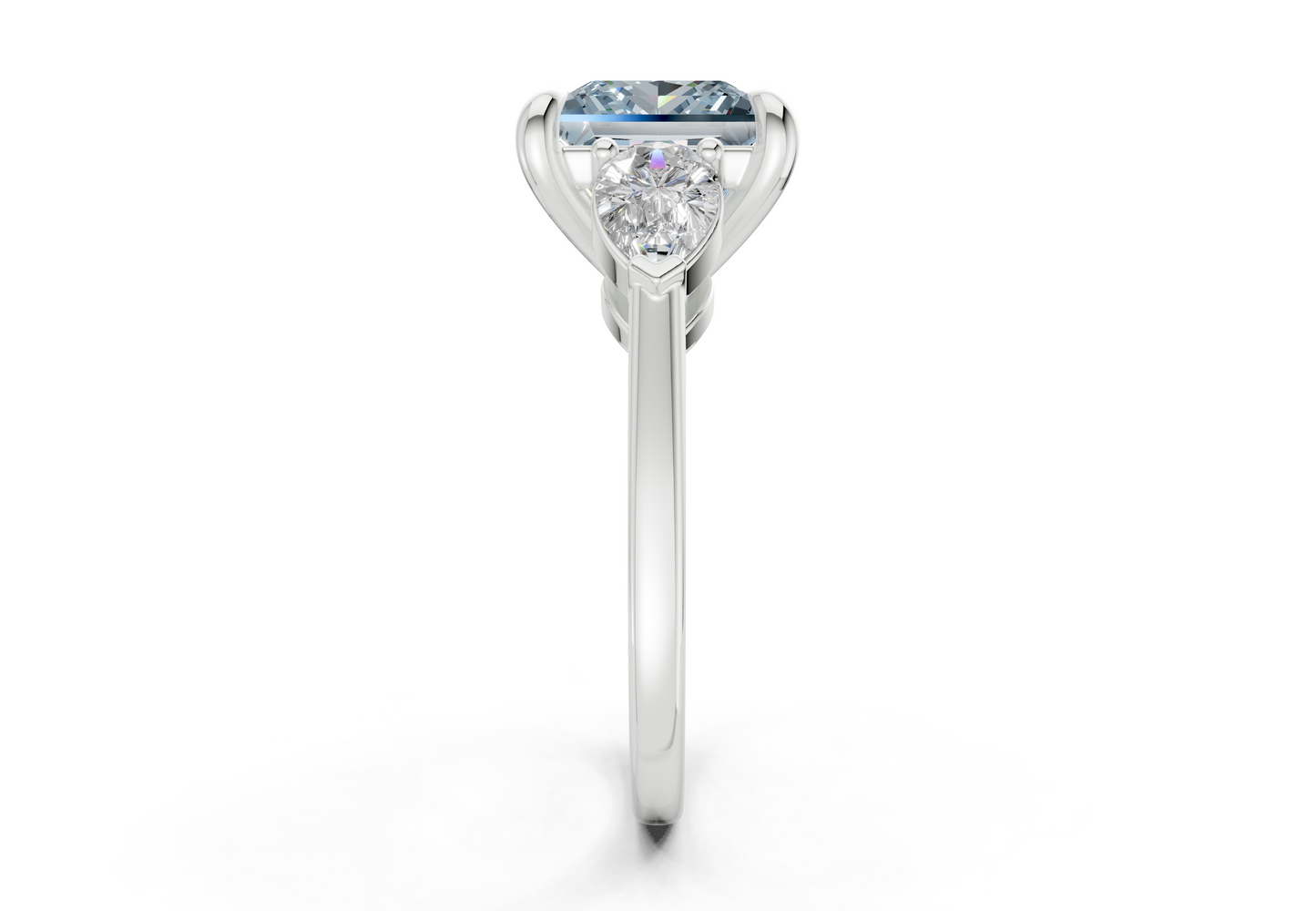 Vine Blue Diamond Three Stone Princess Cut 1.8mm Engagement Ring