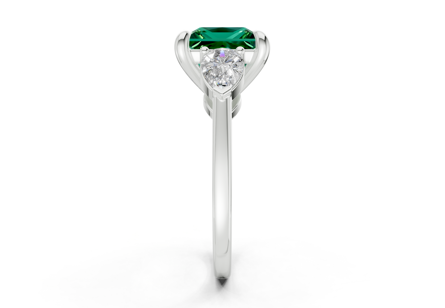 Vine Emerald Gemstone Three Stone Princess Cut 1.8mm Engagement Ring