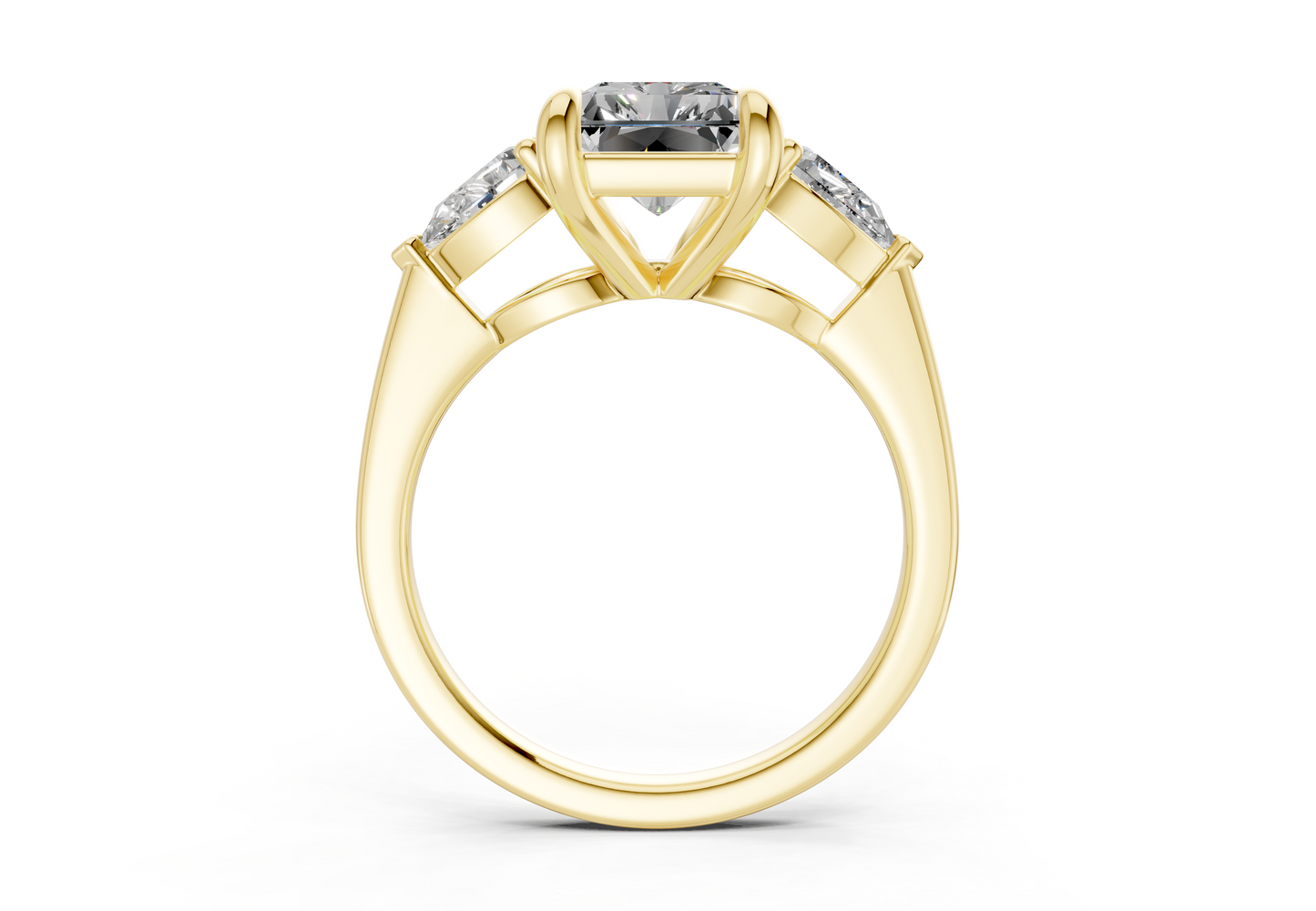 Vine Diamond Three Stone Radiant Cut 1.8mm Engagement Ring