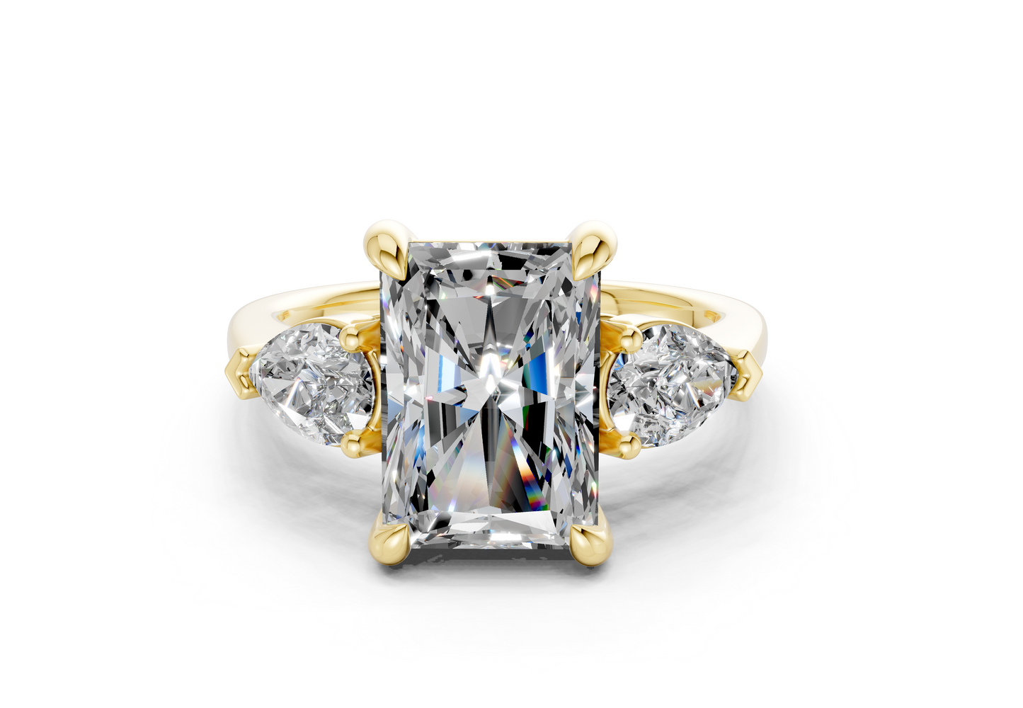 Vine Diamond Three Stone Radiant Cut 1.8mm Engagement Ring