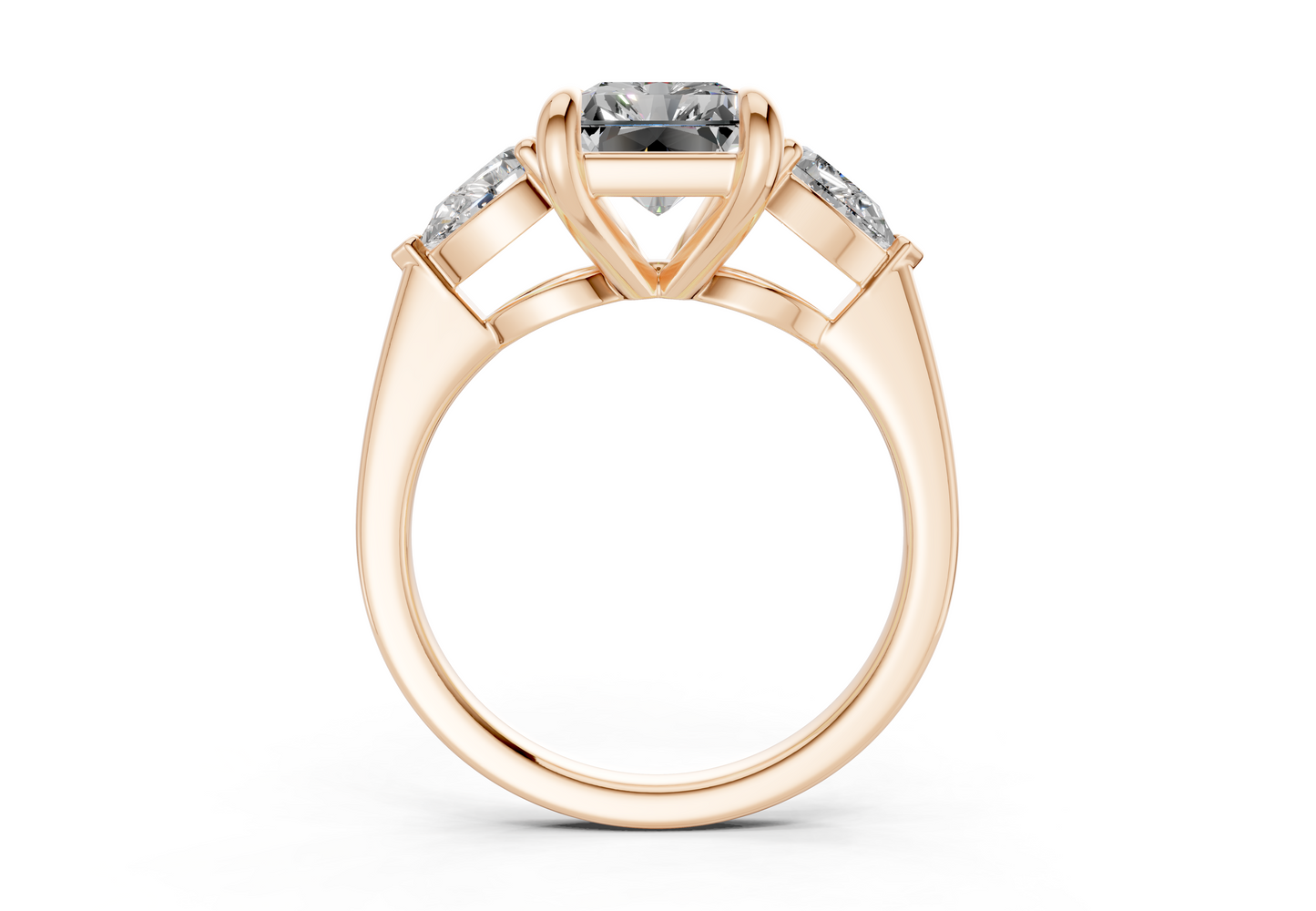 Vine Diamond Three Stone Radiant Cut 1.8mm Engagement Ring