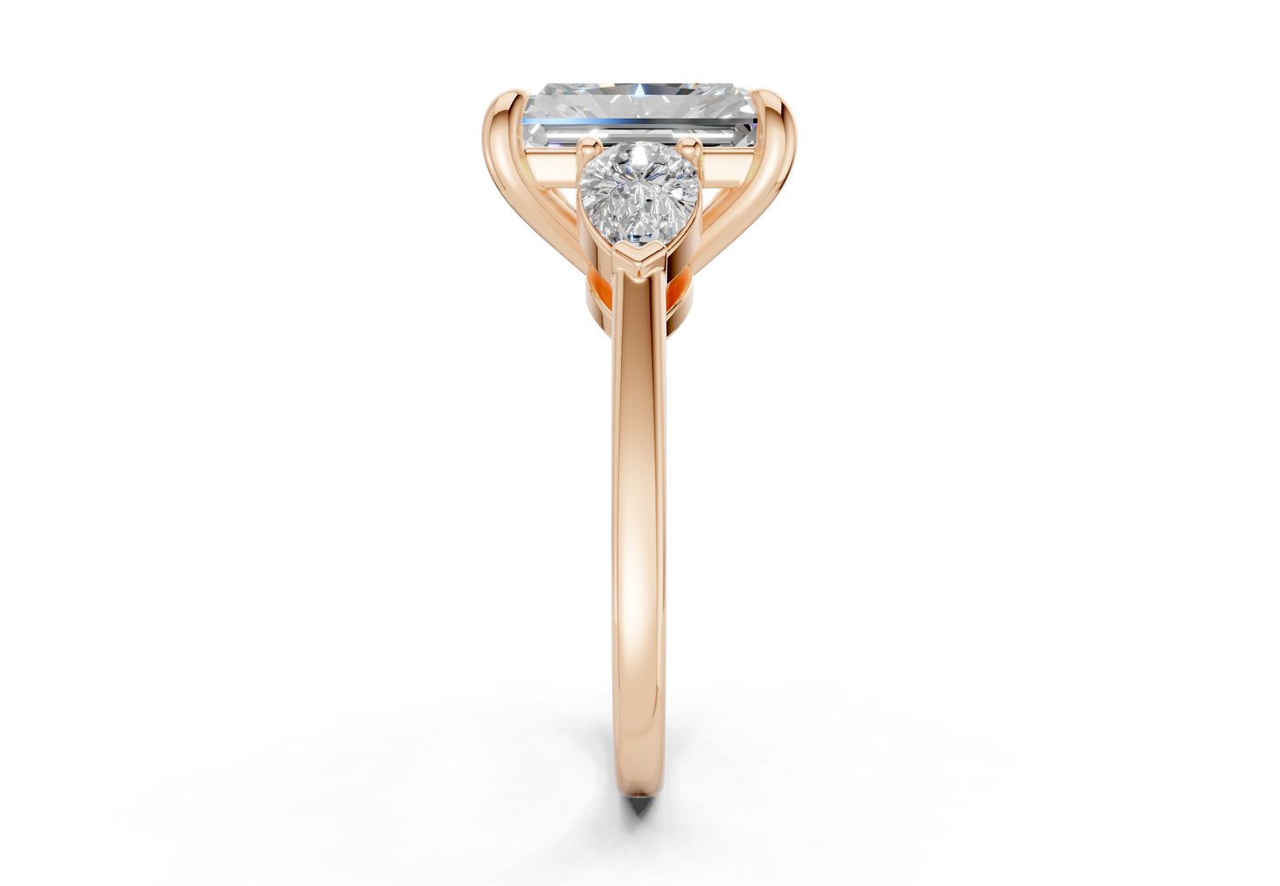 Vine Diamond Three Stone Radiant Cut 1.8mm Engagement Ring