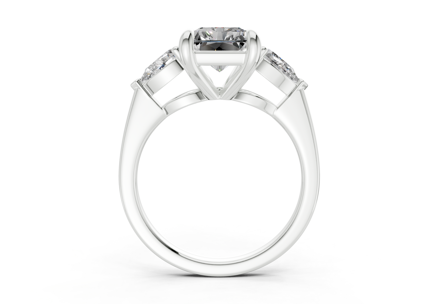 Vine Diamond Three Stone Radiant Cut 1.8mm Engagement Ring