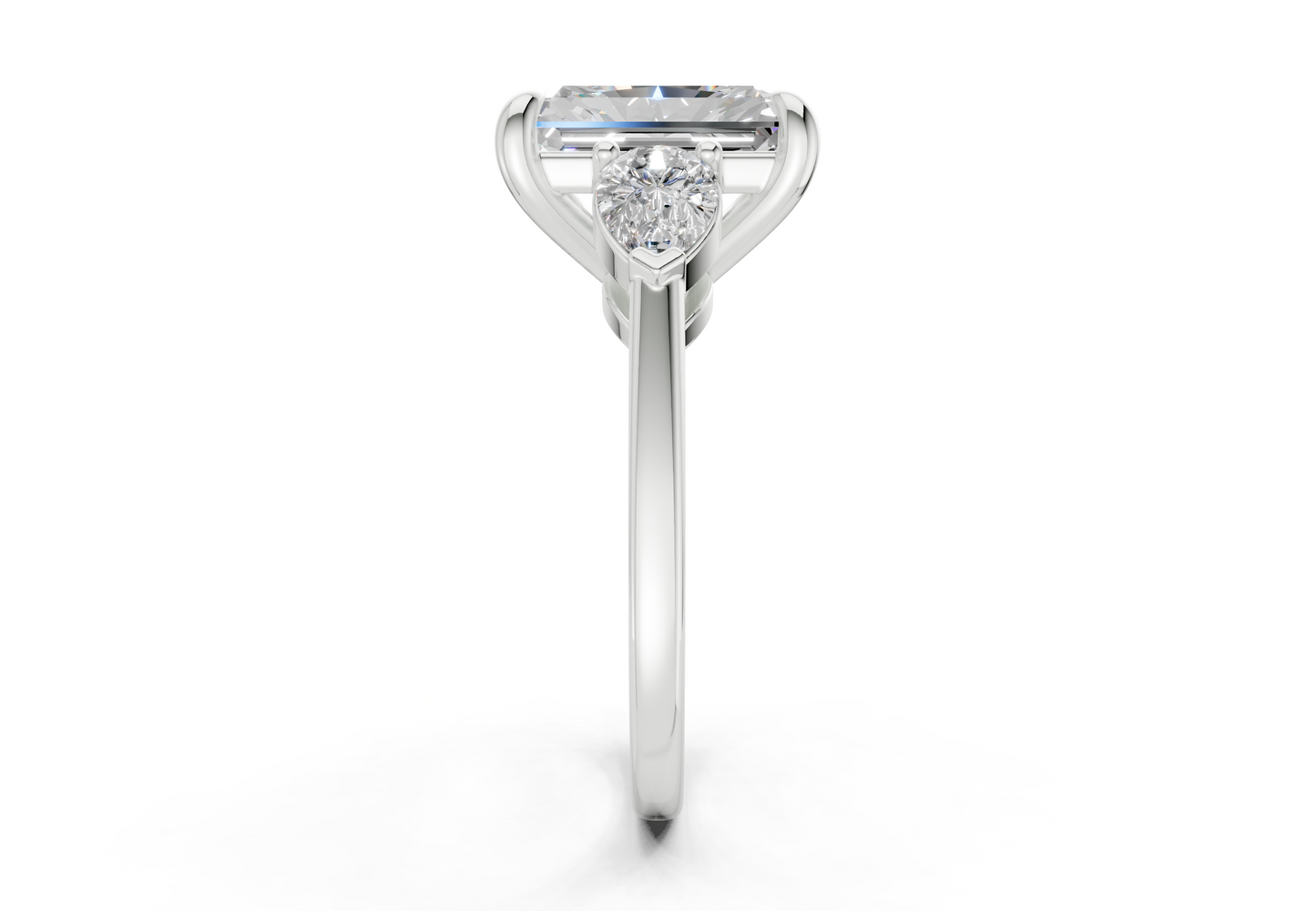 Vine Diamond Three Stone Radiant Cut 1.8mm Engagement Ring