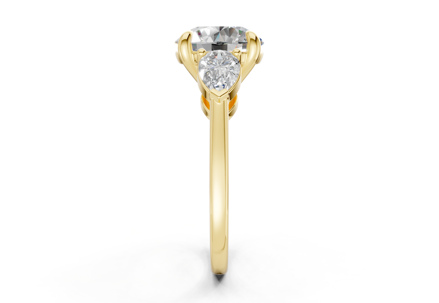 Vine Diamond Three Stone Round Cut 1.8mm Engagement Ring