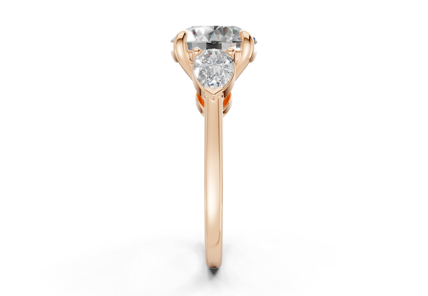 Vine Diamond Three Stone Round Cut 1.8mm Engagement Ring