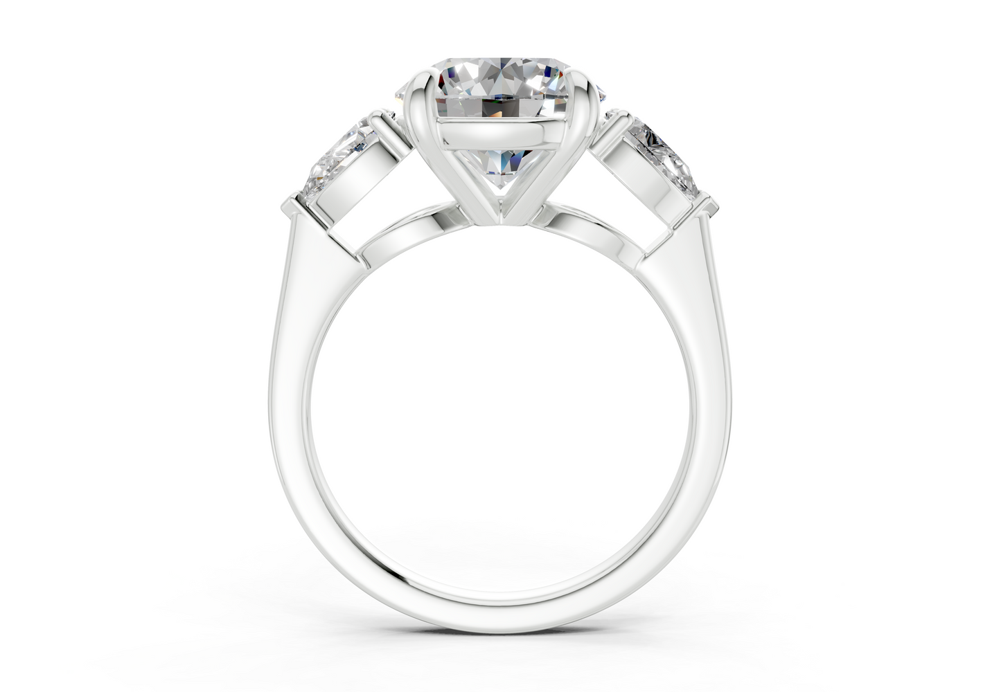 Vine Diamond Three Stone Round Cut 1.8mm Engagement Ring