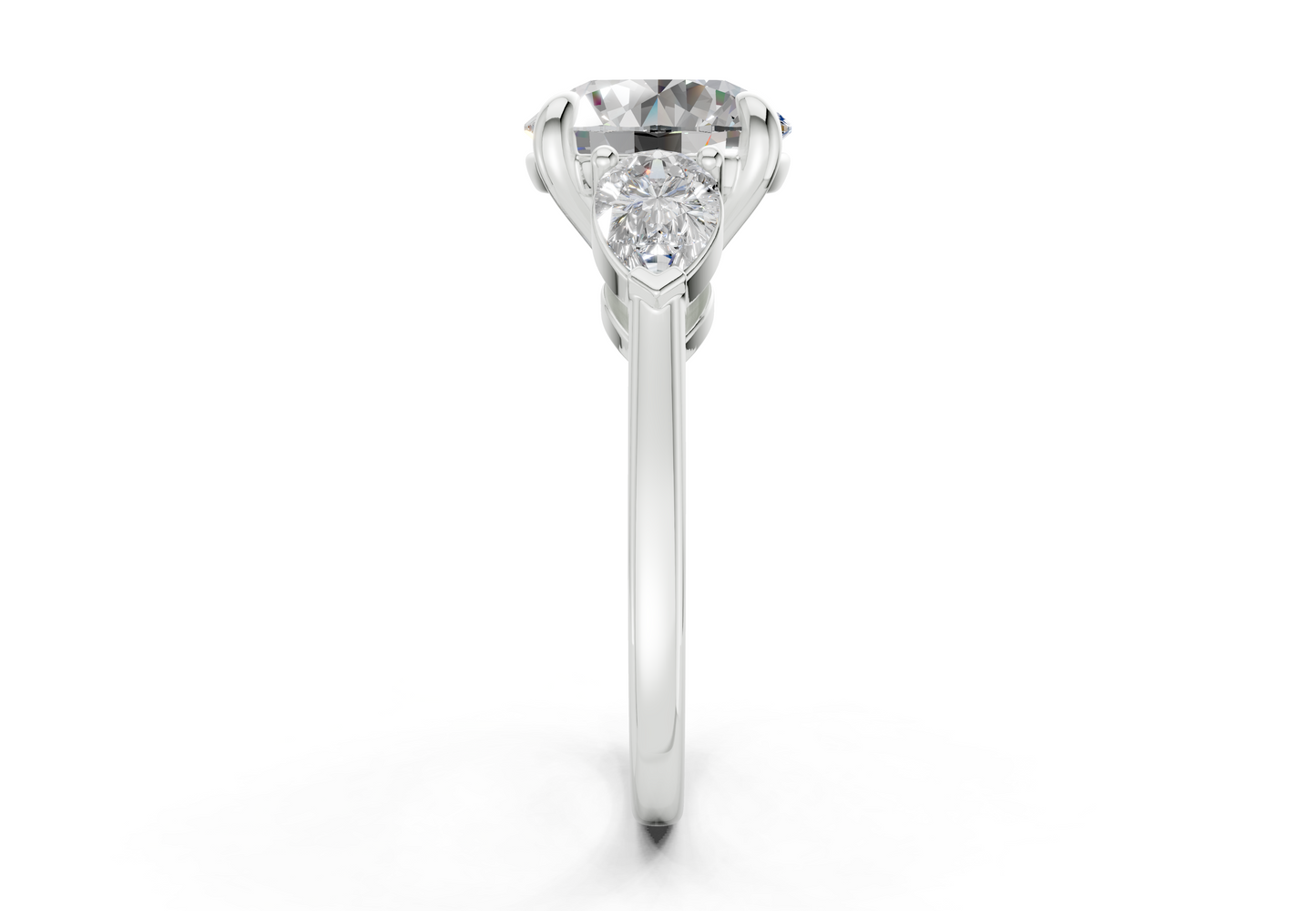 Vine Diamond Three Stone Round Cut 1.8mm Engagement Ring