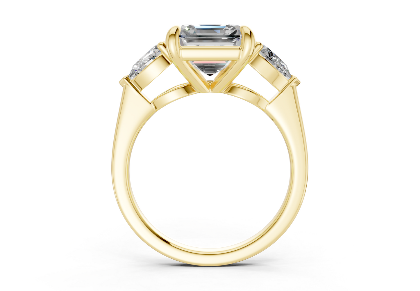 Vine Diamond Three Stone Asscher Cut 1.8mm Engagement Ring
