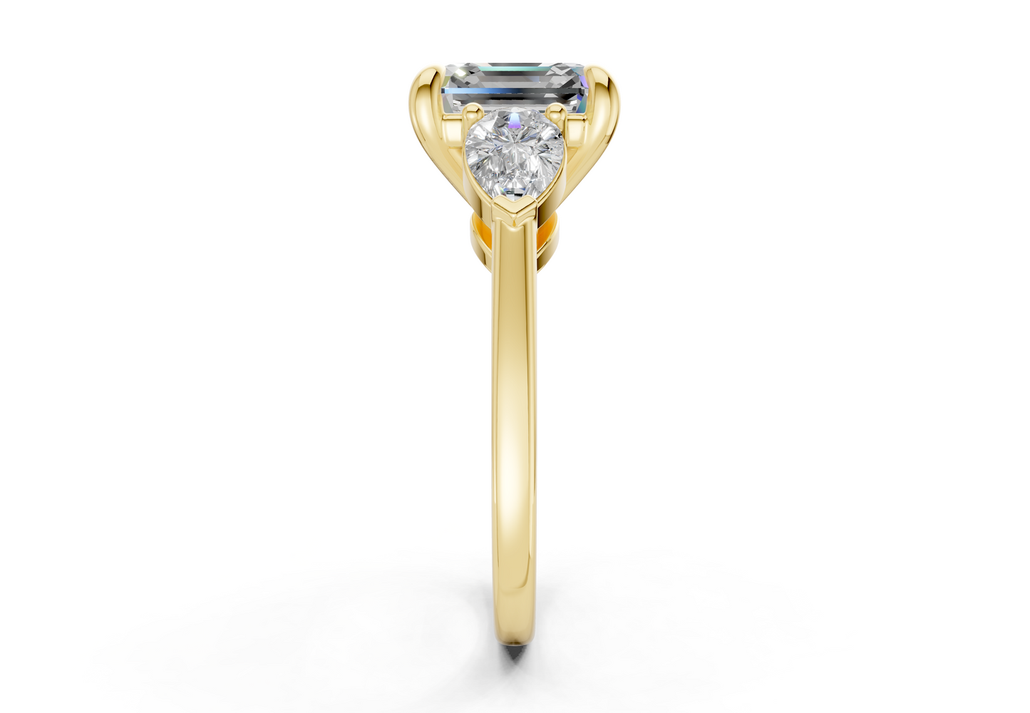 Vine Diamond Three Stone Asscher Cut 1.8mm Engagement Ring