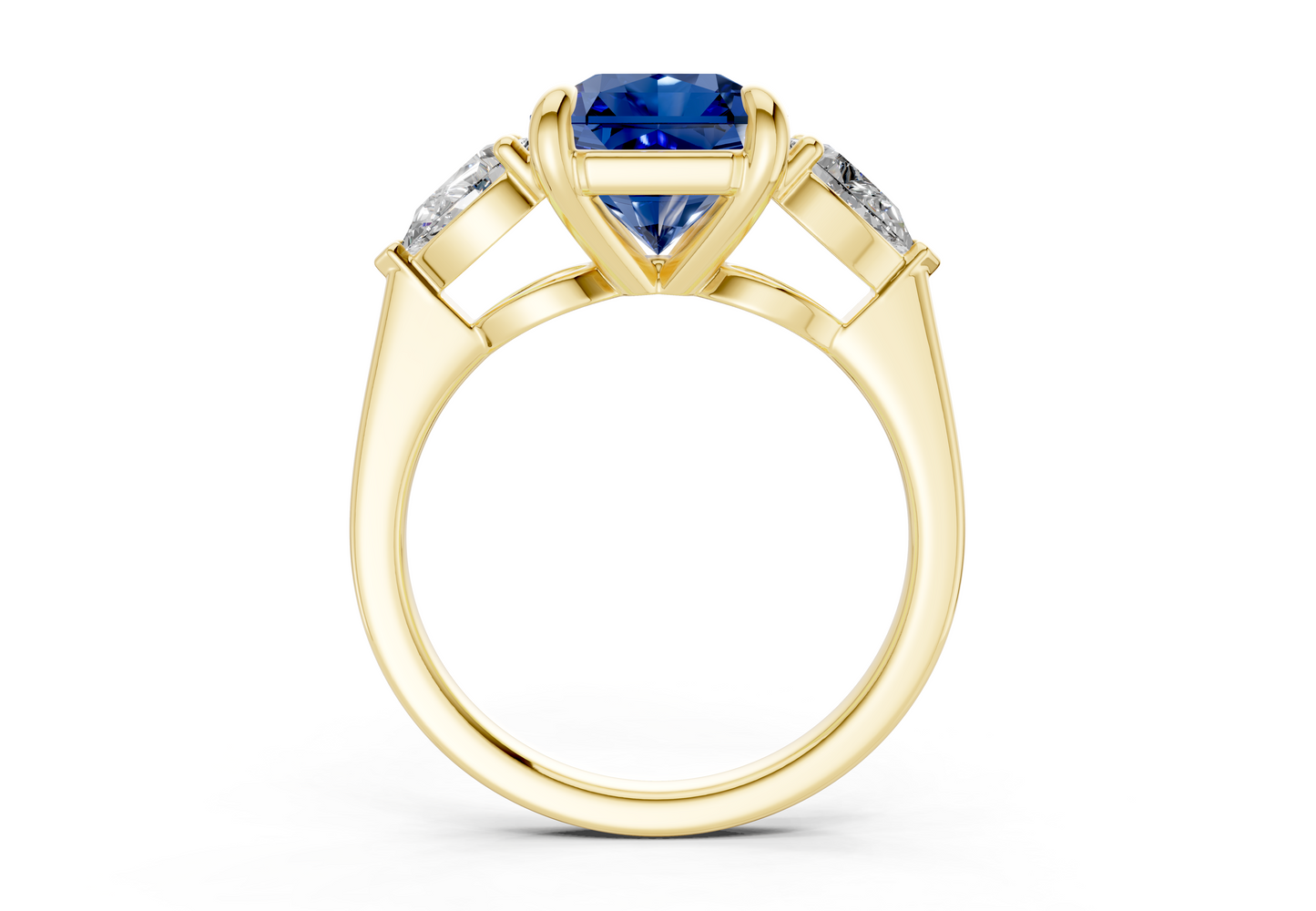 Vine Sapphire Gemstone Three Stone Radiant Square Cut 1.8mm Engagement Ring