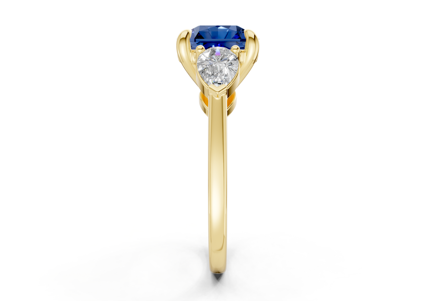 Vine Sapphire Gemstone Three Stone Radiant Square Cut 1.8mm Engagement Ring