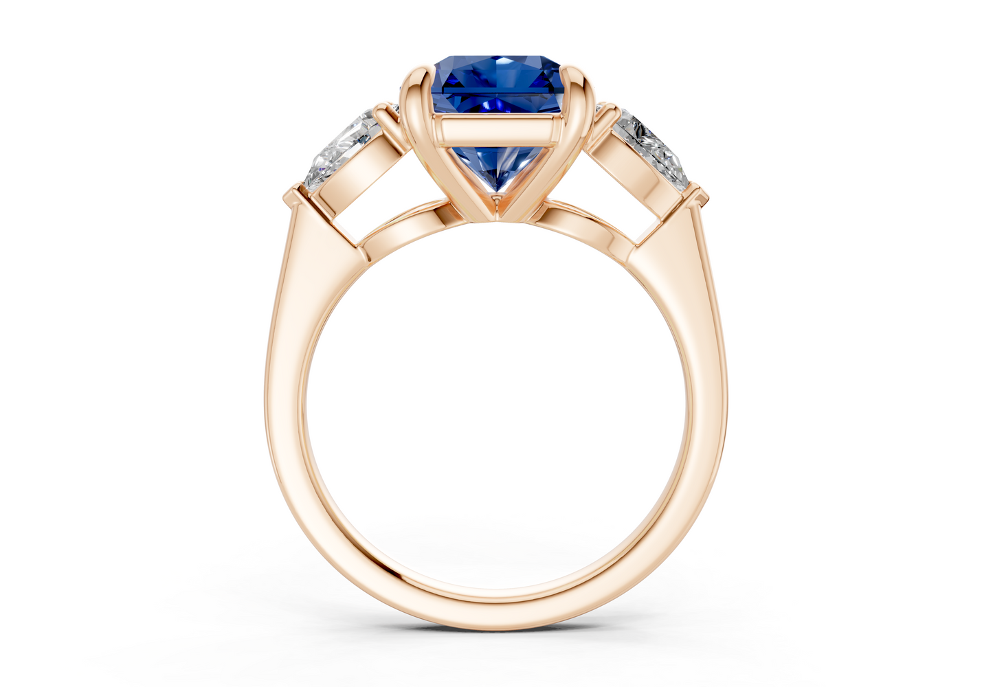 Vine Sapphire Gemstone Three Stone Radiant Square Cut 1.8mm Engagement Ring