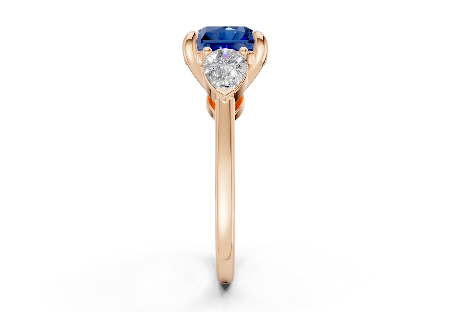 Vine Sapphire Gemstone Three Stone Radiant Square Cut 1.8mm Engagement Ring