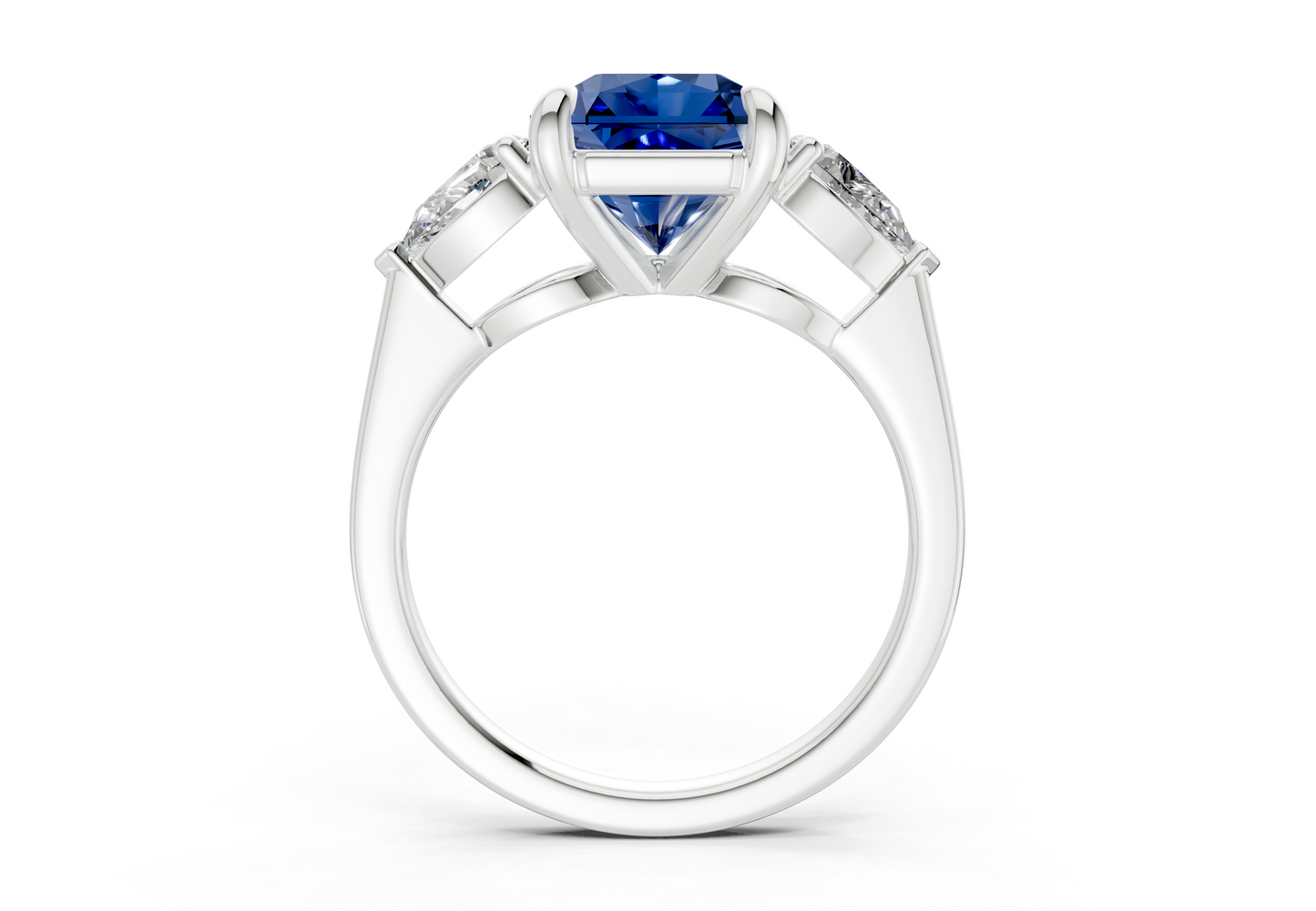 Vine Sapphire Gemstone Three Stone Radiant Square Cut 1.8mm Engagement Ring