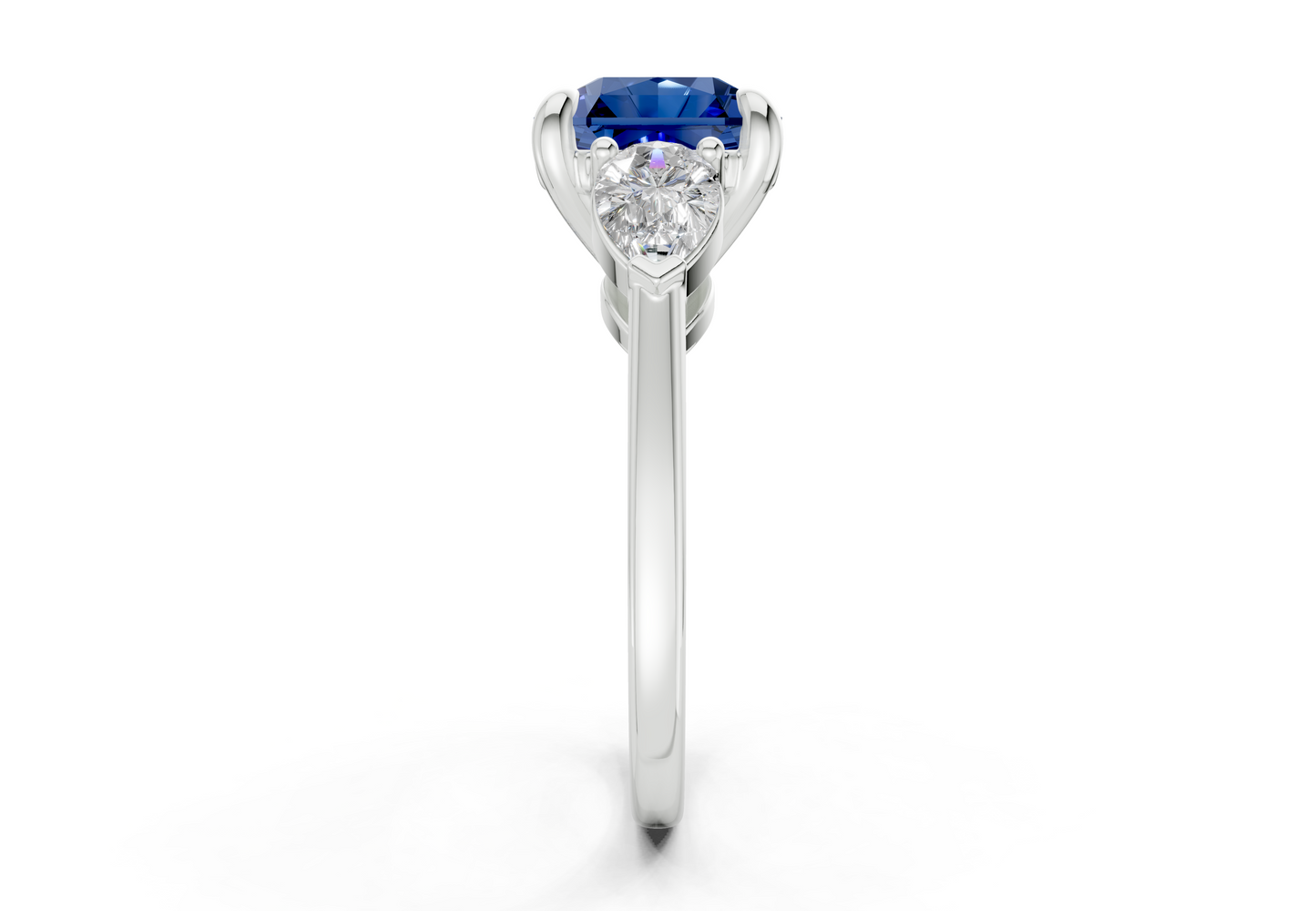 Vine Sapphire Gemstone Three Stone Radiant Square Cut 1.8mm Engagement Ring