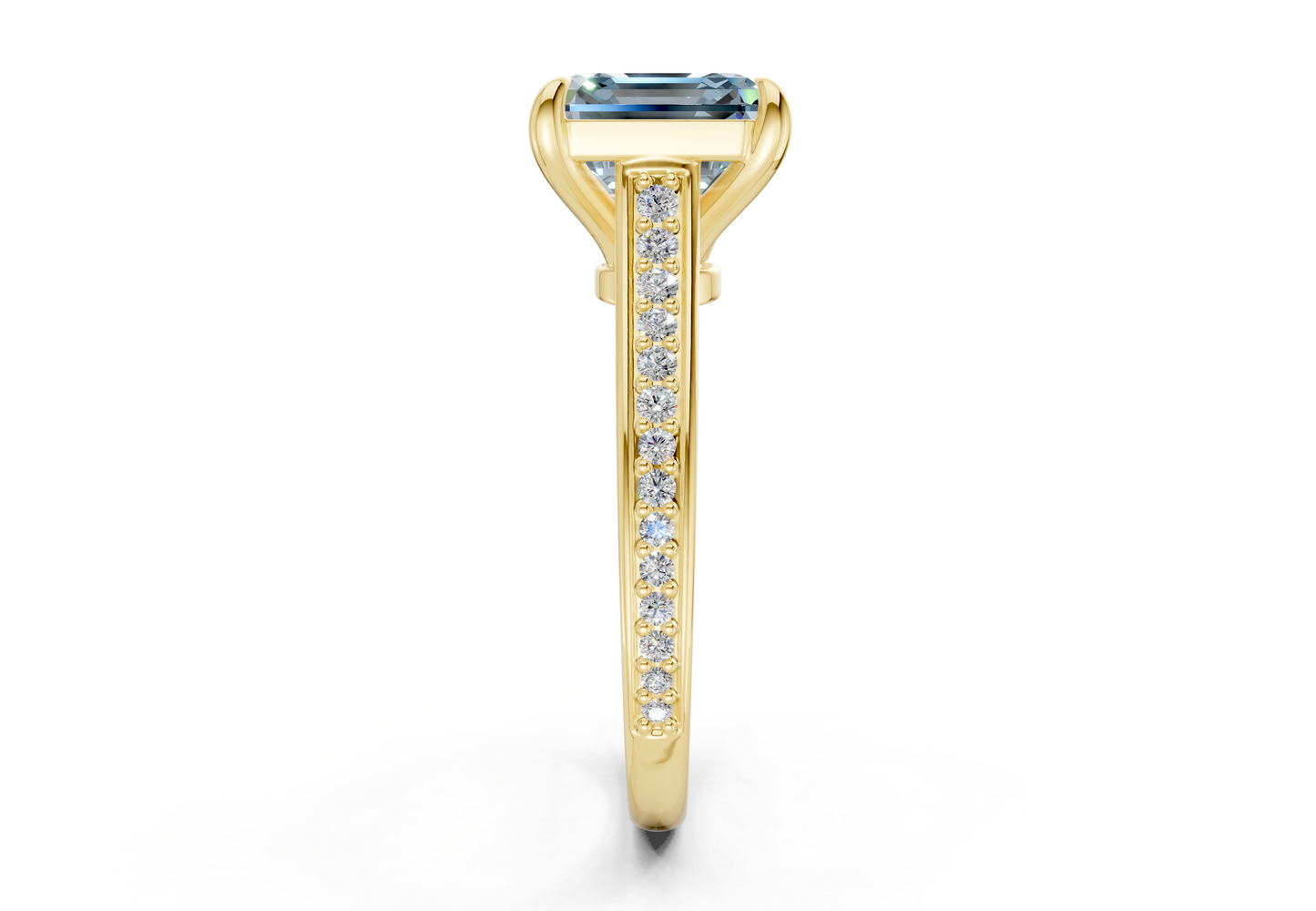 Adeline Blue Diamond Pave Asscher Cut 2mm Engagement Ring