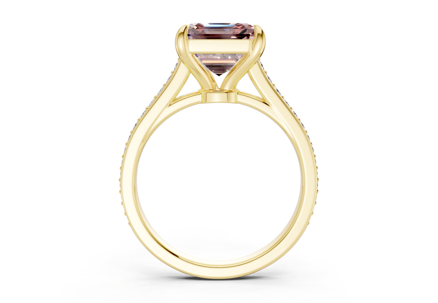 Adeline Pink Diamond Pave Asscher Cut 2mm Engagement Ring