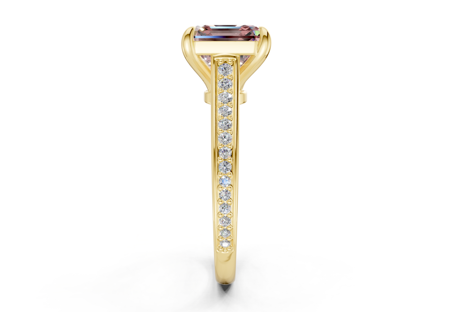 Adeline Pink Diamond Pave Asscher Cut 2mm Engagement Ring