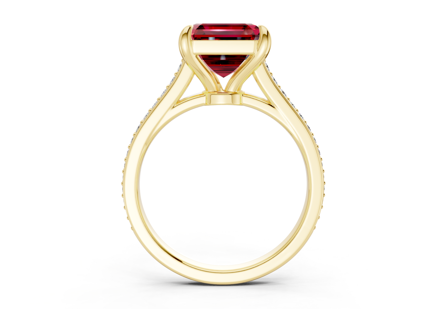Adeline Ruby Gemstone Pave Asscher Cut 2mm Engagement Ring