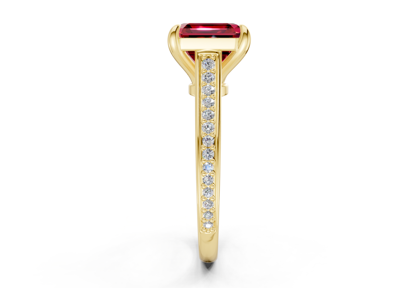 Adeline Ruby Gemstone Pave Asscher Cut 2mm Engagement Ring