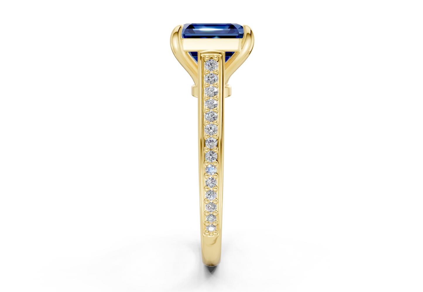 Adeline Sapphire Gemstone Pave Asscher Cut 2mm Engagement Ring