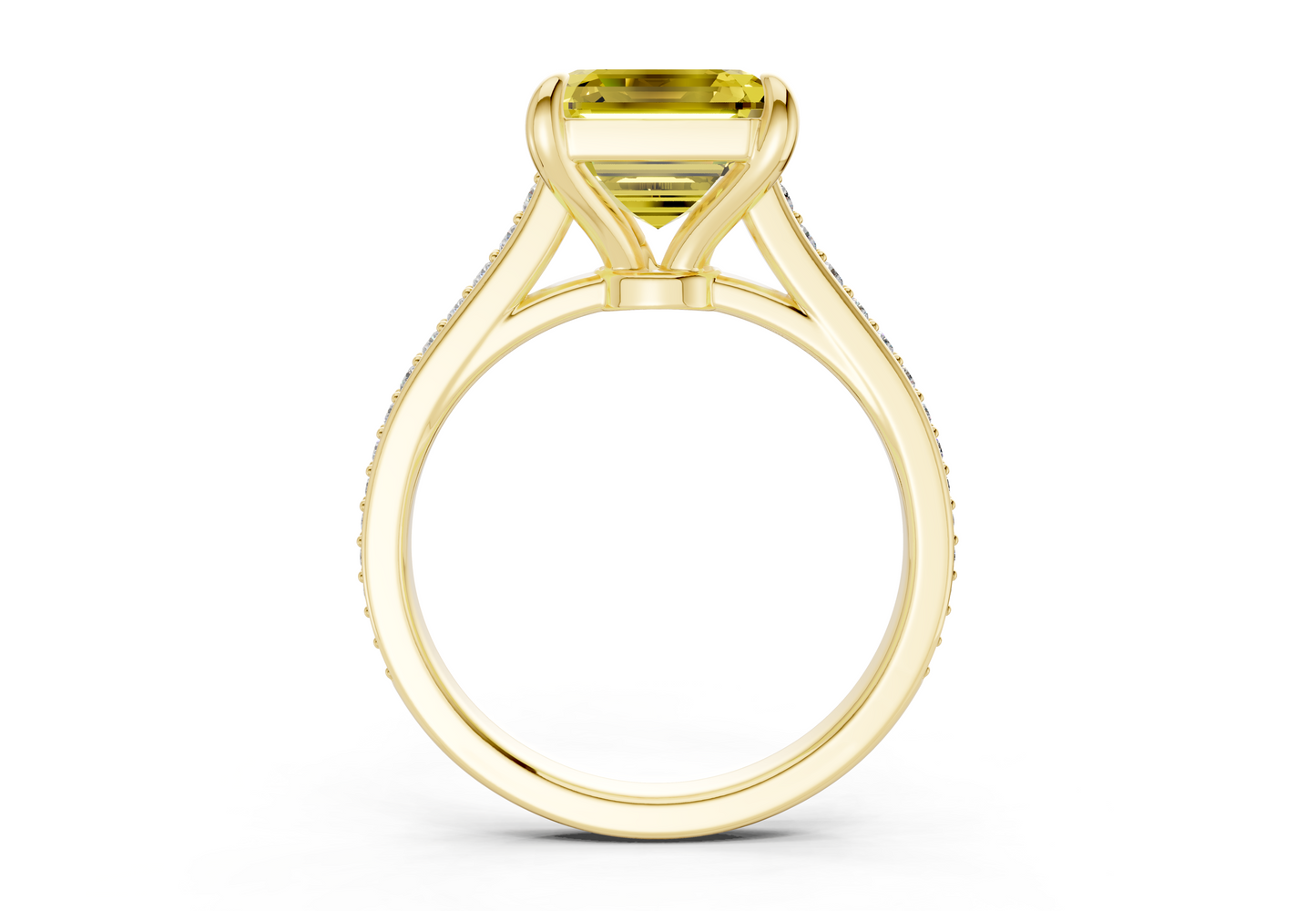 Adeline Yellow Diamond Pave Asscher Cut 2mm Engagement Ring