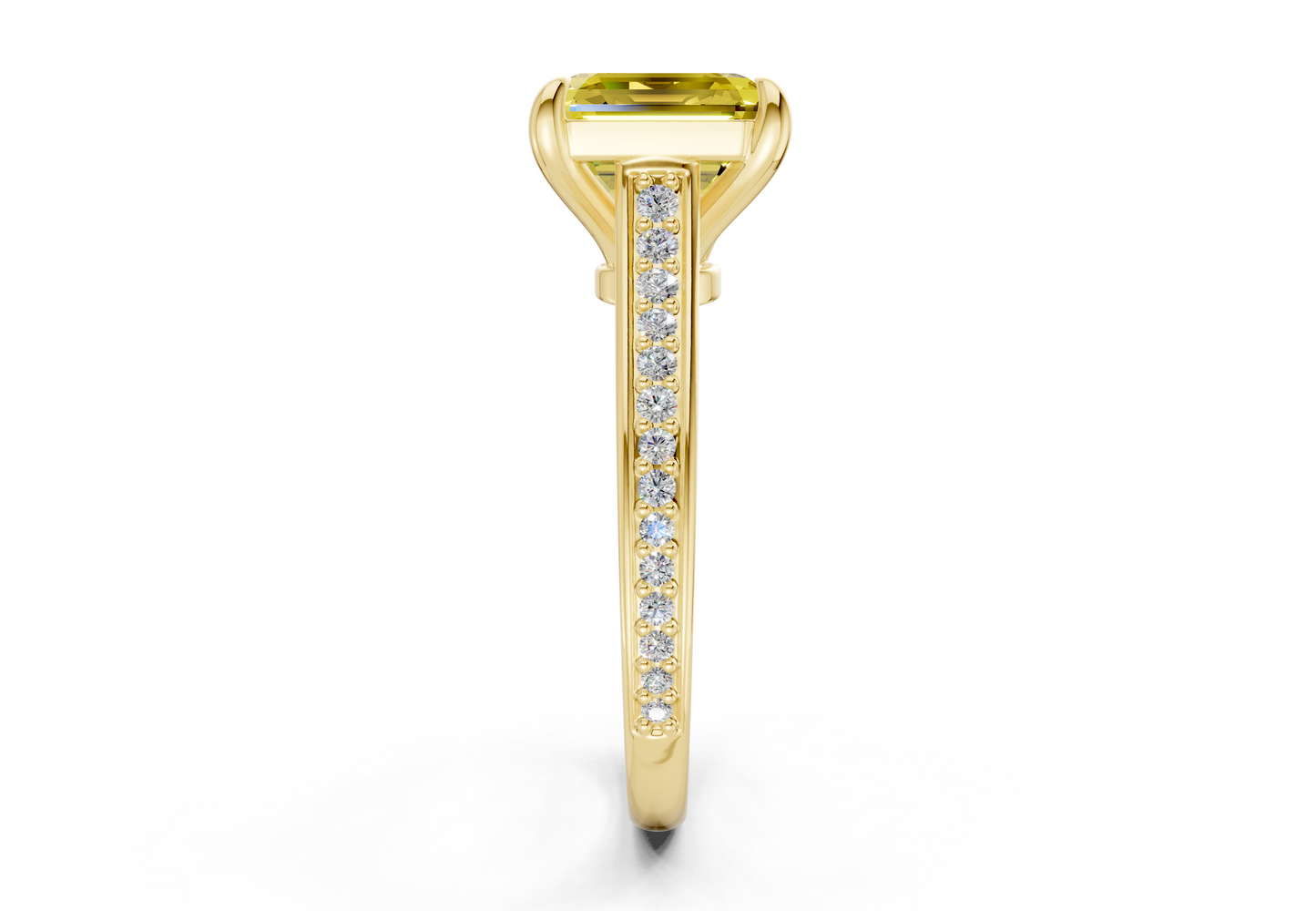 Adeline Yellow Diamond Pave Asscher Cut 2mm Engagement Ring