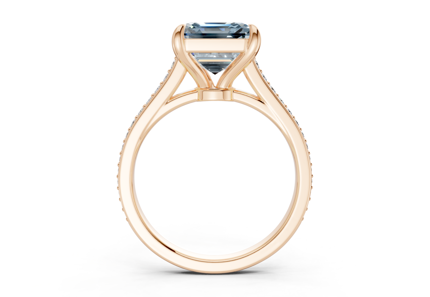 Adeline Blue Diamond Pave Asscher Cut 2mm Engagement Ring