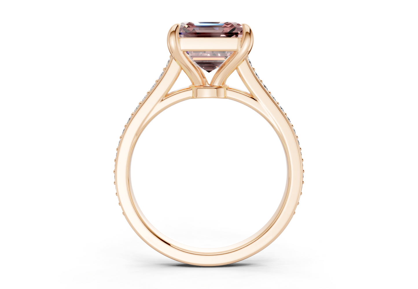 Adeline Pink Diamond Pave Asscher Cut 2mm Engagement Ring