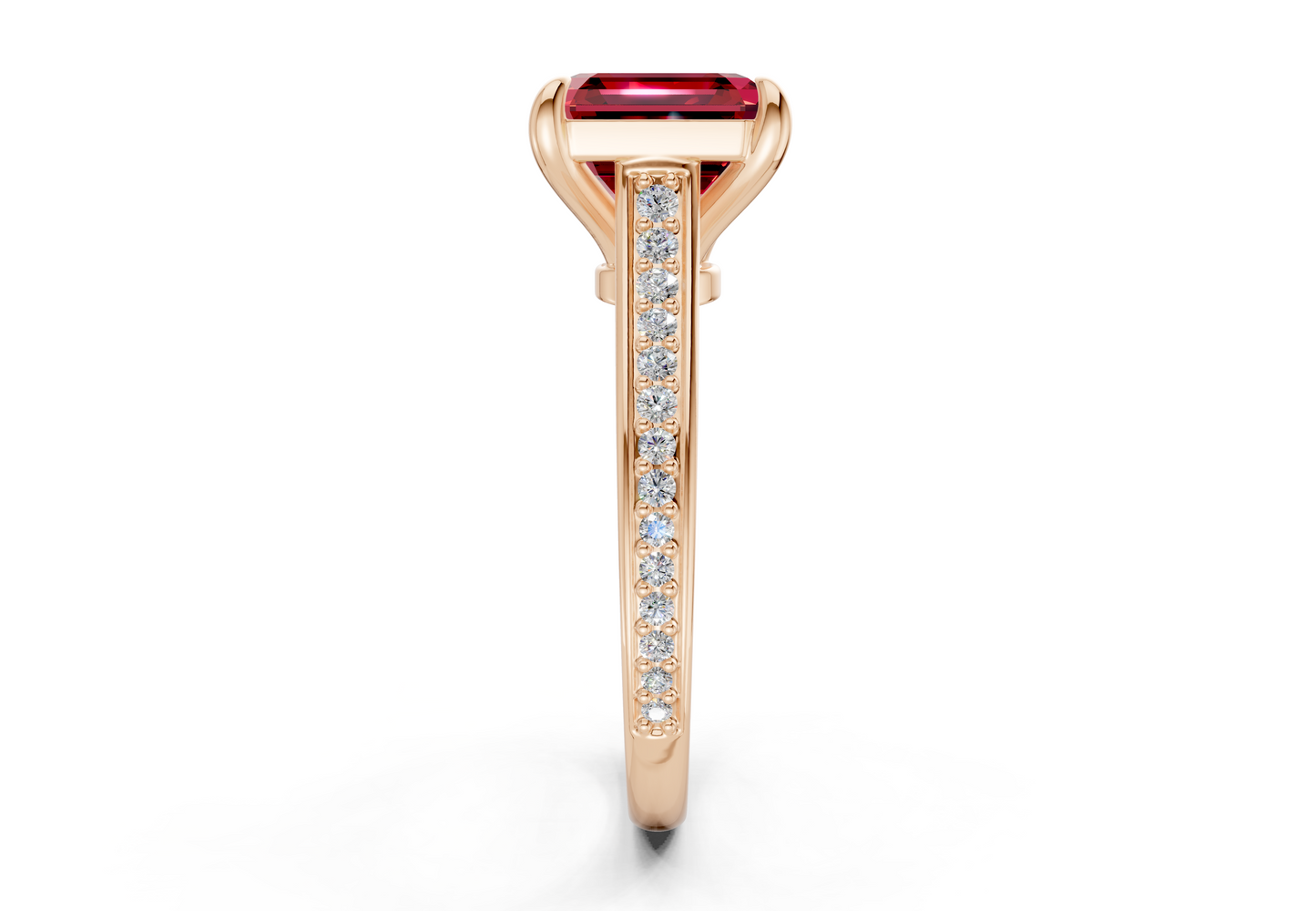 Adeline Ruby Gemstone Pave Asscher Cut 2mm Engagement Ring