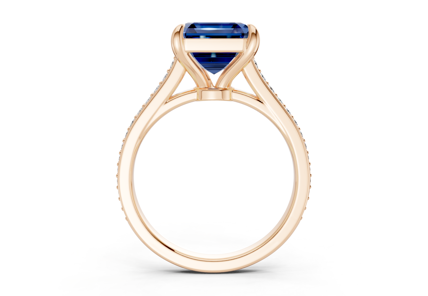 Adeline Sapphire Gemstone Pave Asscher Cut 2mm Engagement Ring