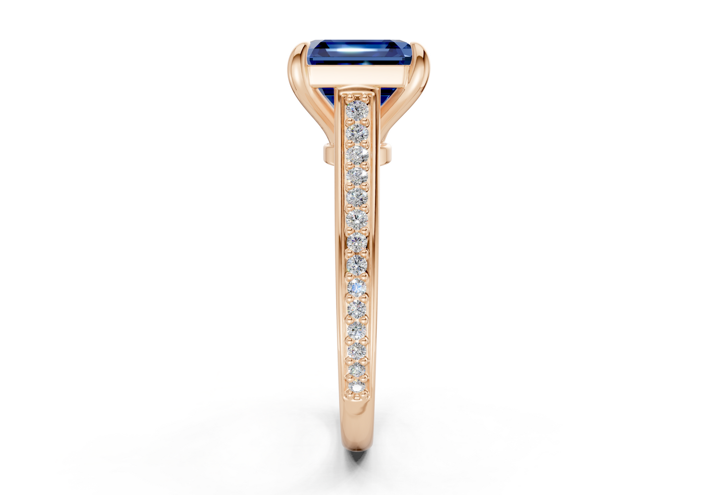 Adeline Sapphire Gemstone Pave Asscher Cut 2mm Engagement Ring