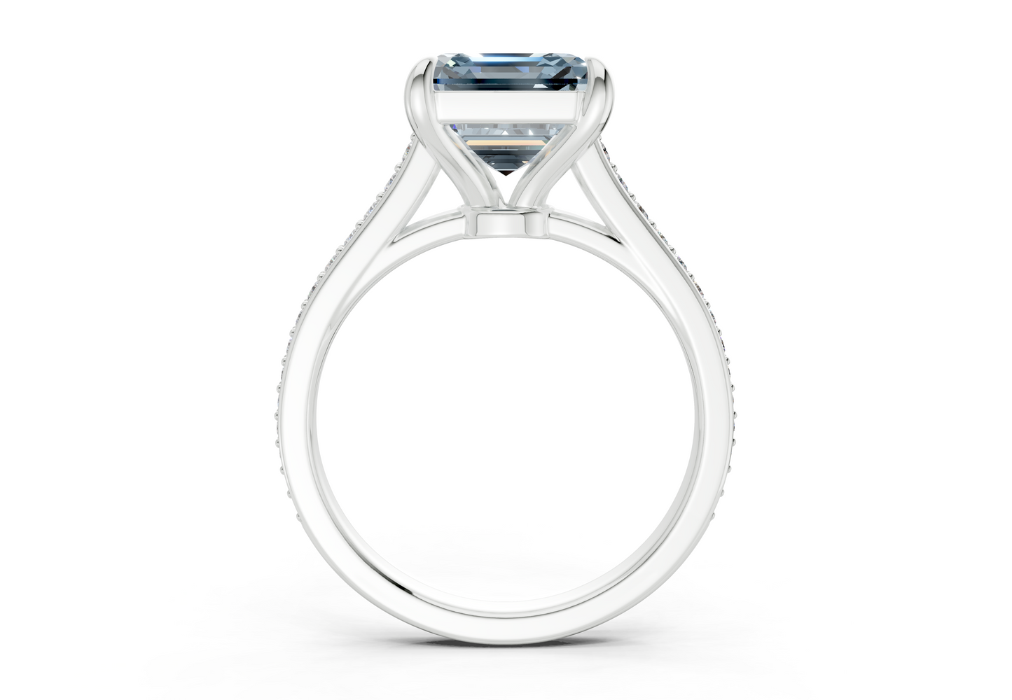 Adeline Blue Diamond Pave Asscher Cut 2mm Engagement Ring