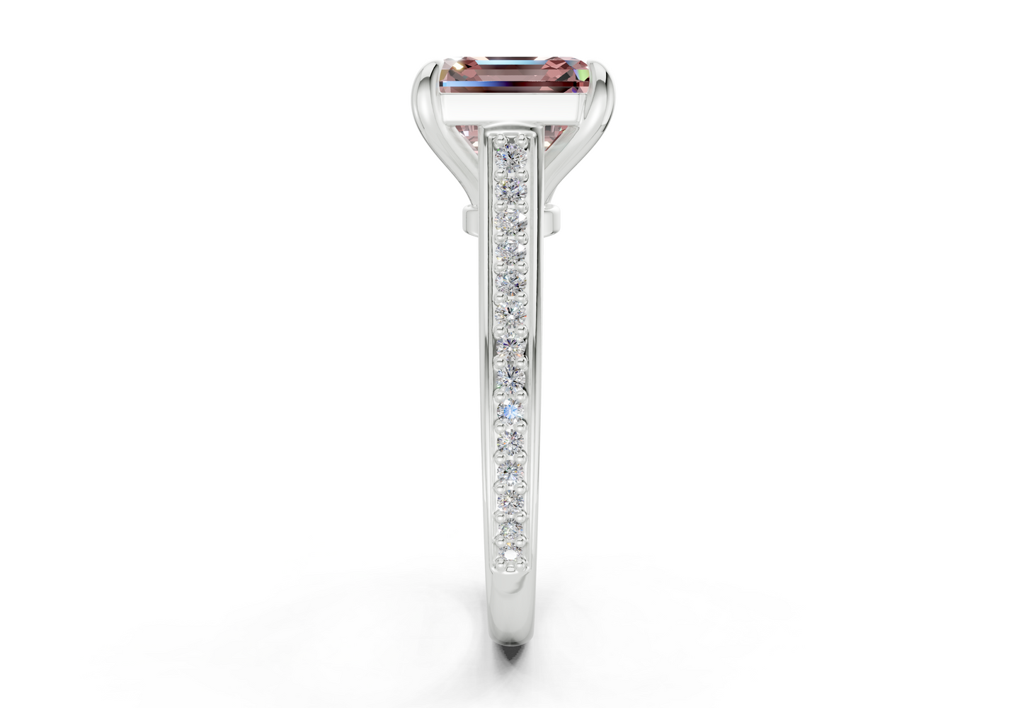 Adeline Pink Diamond Pave Asscher Cut 2mm Engagement Ring