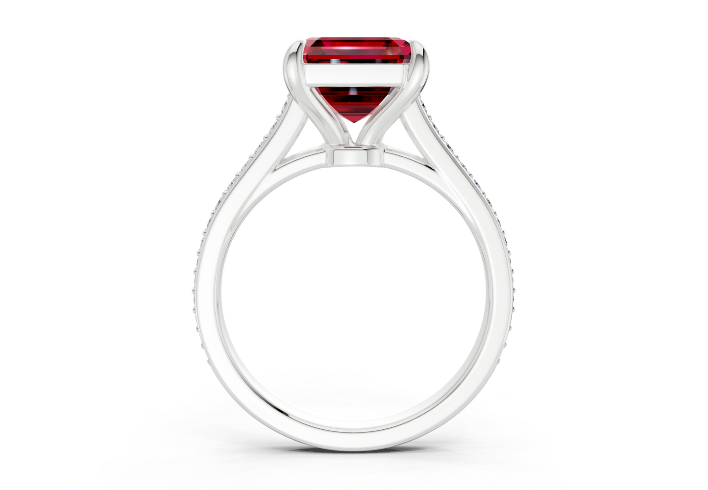 Adeline Ruby Gemstone Pave Asscher Cut 2mm Engagement Ring