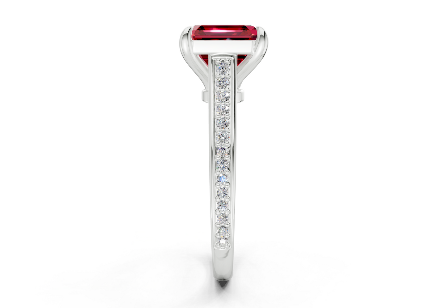 Adeline Ruby Gemstone Pave Asscher Cut 2mm Engagement Ring
