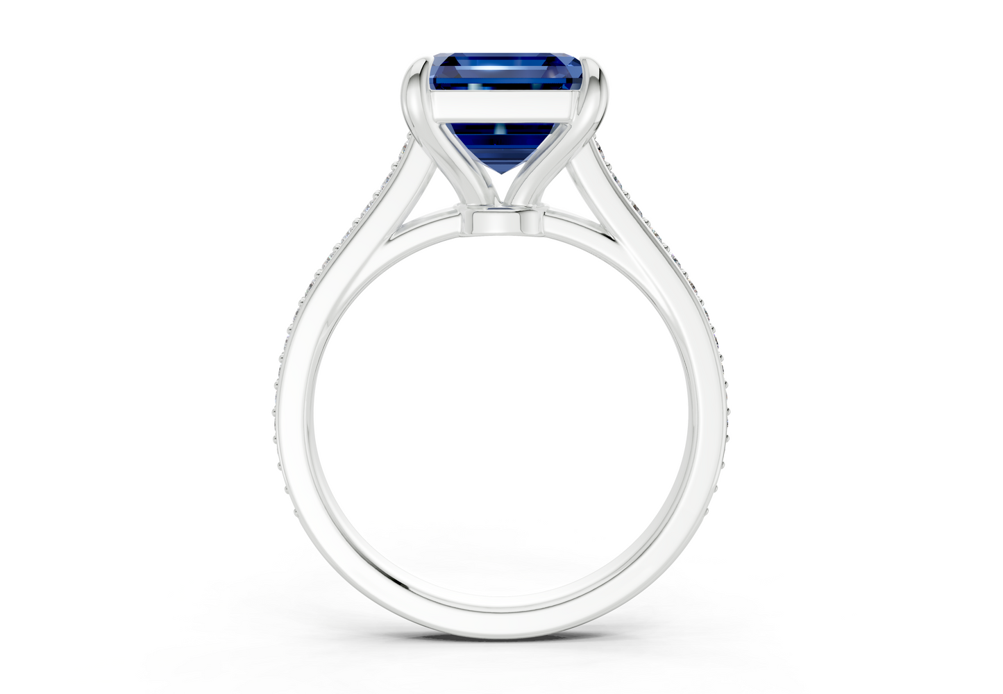 Adeline Sapphire Gemstone Pave Asscher Cut 2mm Engagement Ring