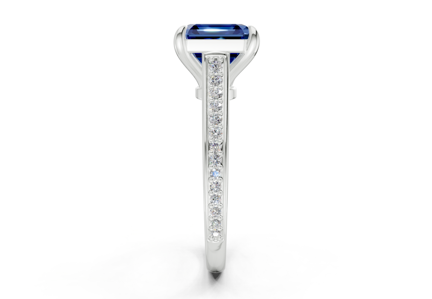 Adeline Sapphire Gemstone Pave Asscher Cut 2mm Engagement Ring