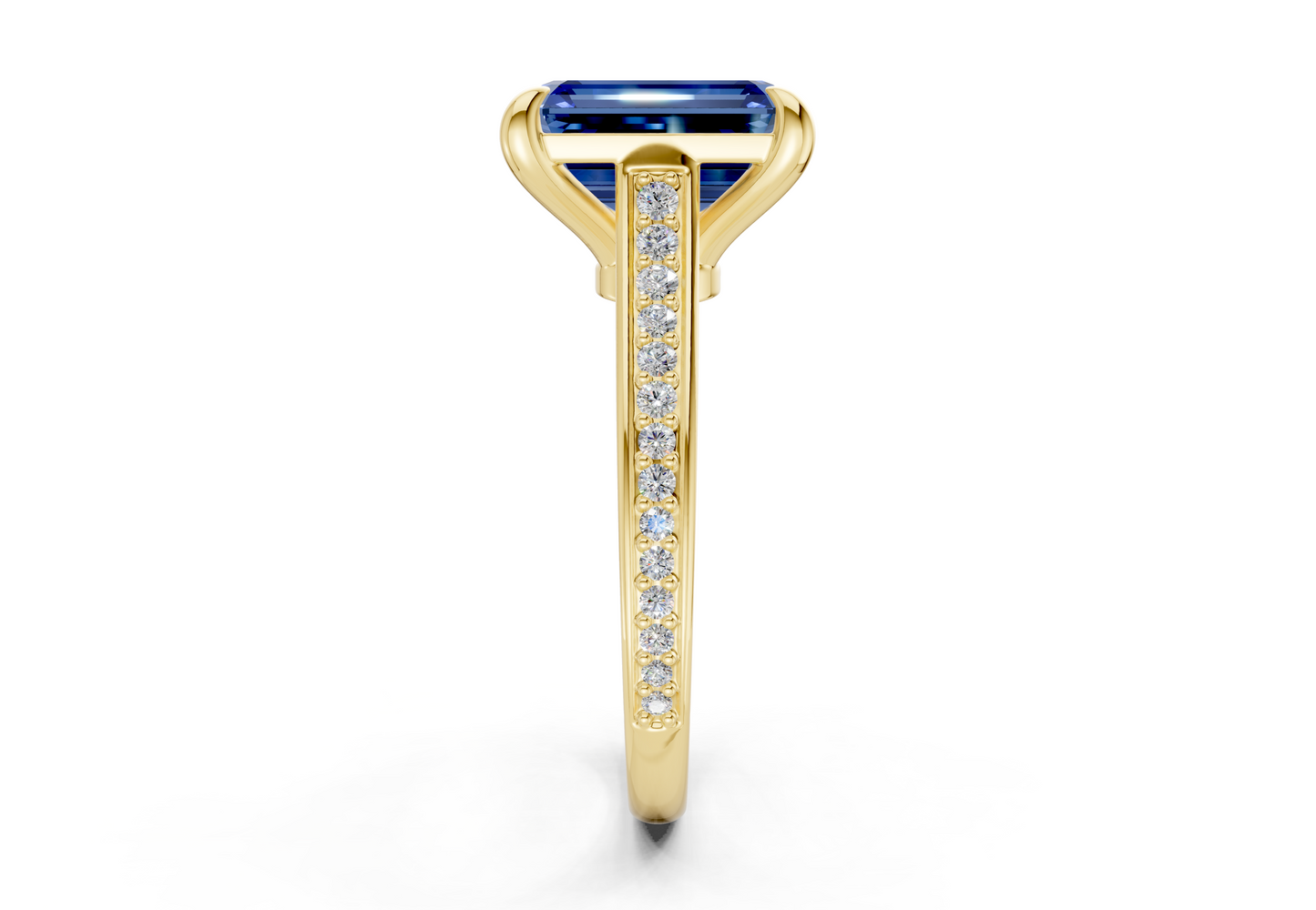 Adeline Sapphire Gemstone Pave Emerald Cut 2mm Engagement Ring
