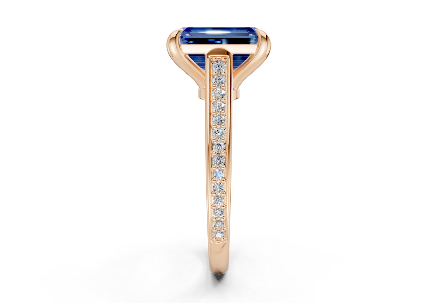 Adeline Sapphire Gemstone Pave Emerald Cut 2mm Engagement Ring