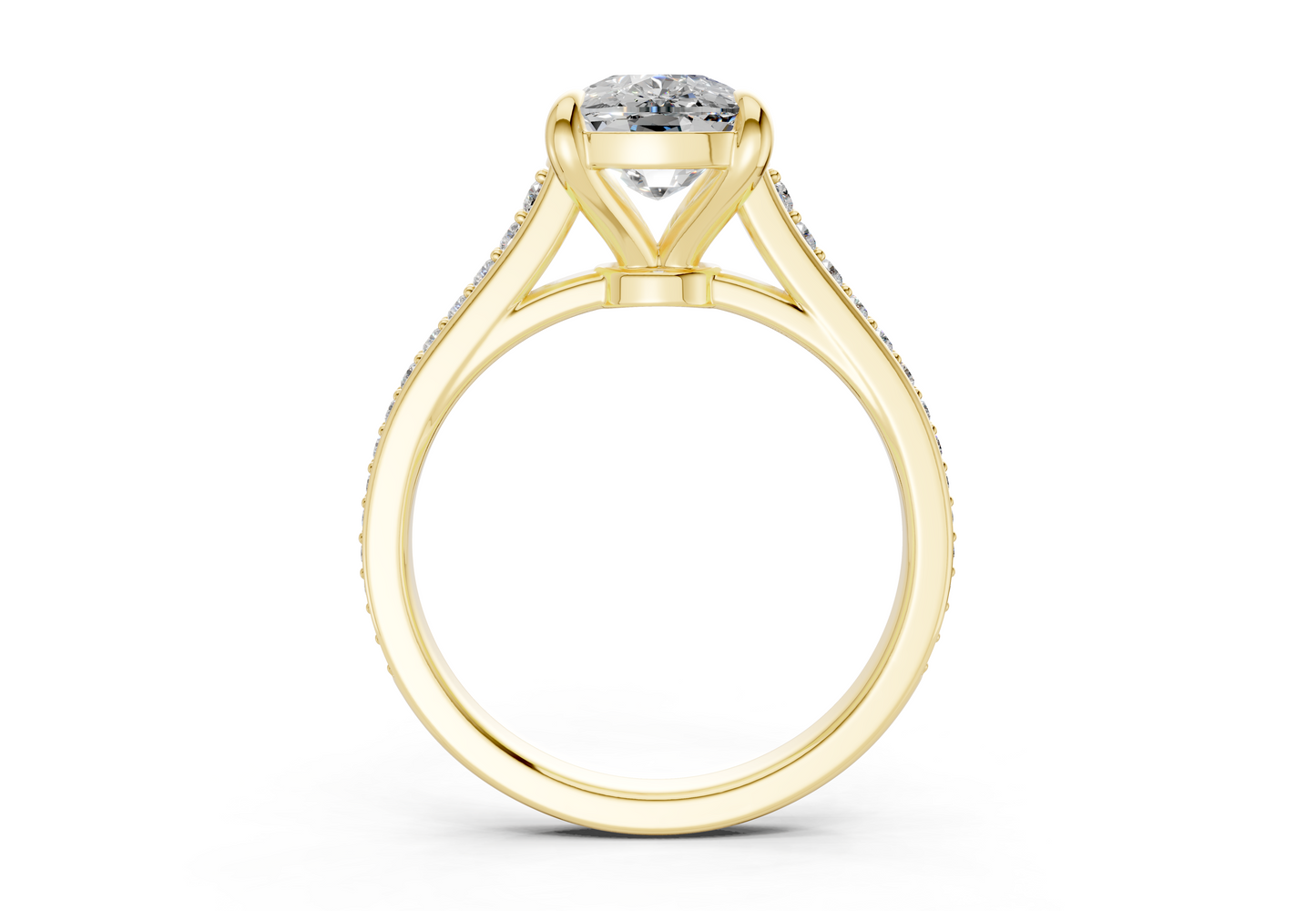 Adeline Diamond Pave Elongated Cushion Cut 2mm Engagement Ring