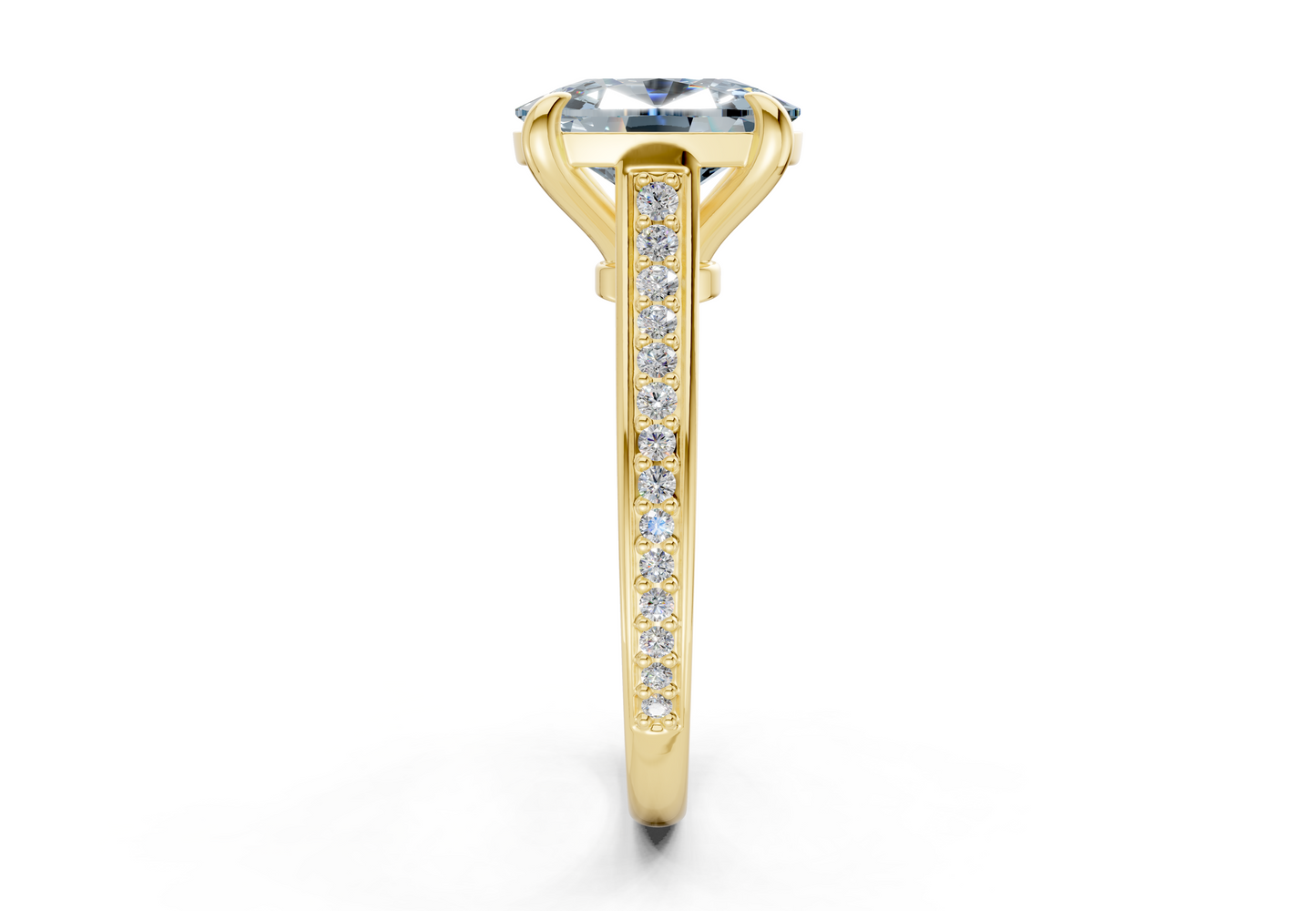 Adeline Blue Diamond Pave Elongated Cushion Cut 2mm Engagement Ring