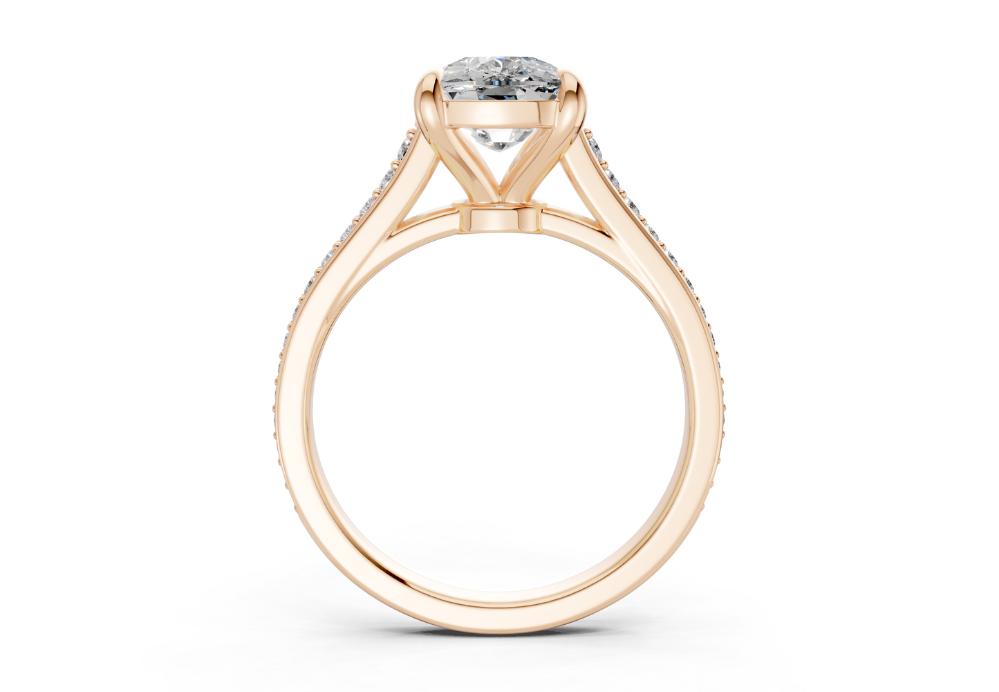 Adeline Diamond Pave Elongated Cushion Cut 2mm Engagement Ring