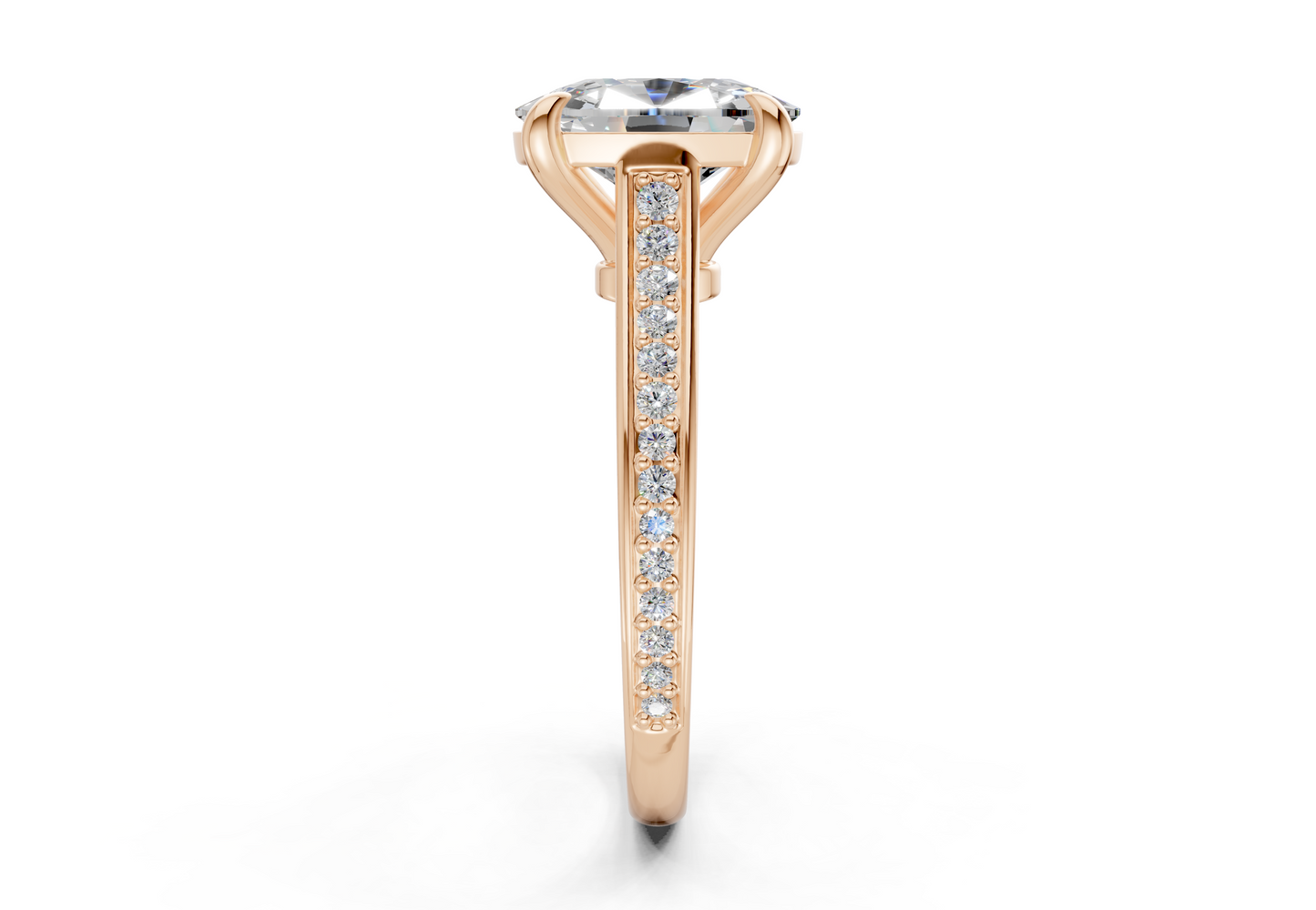 Adeline Diamond Pave Elongated Cushion Cut 2mm Engagement Ring