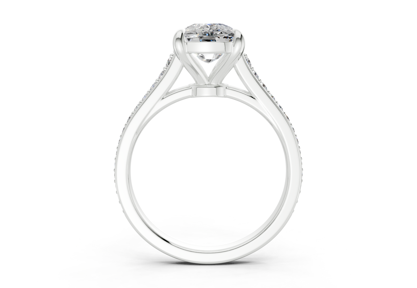 Adeline Diamond Pave Elongated Cushion Cut 2mm Engagement Ring