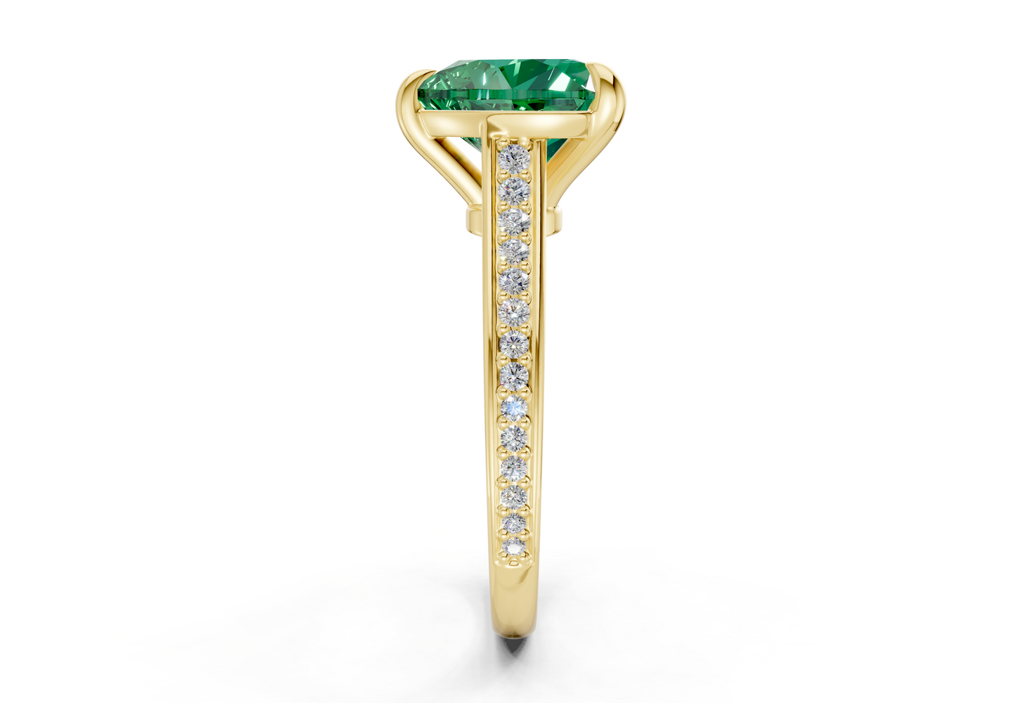Adeline Emerald Gemstone Pave Heart Cut 2mm Engagement Ring