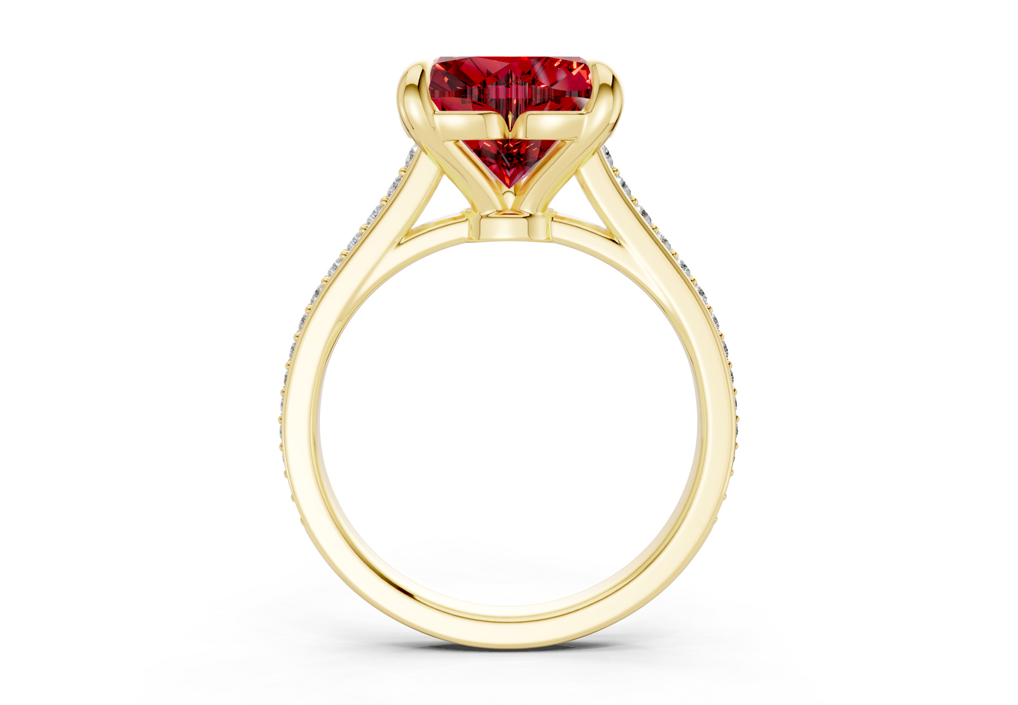 Adeline Ruby Gemstone Pave Heart Cut 2mm Engagement Ring