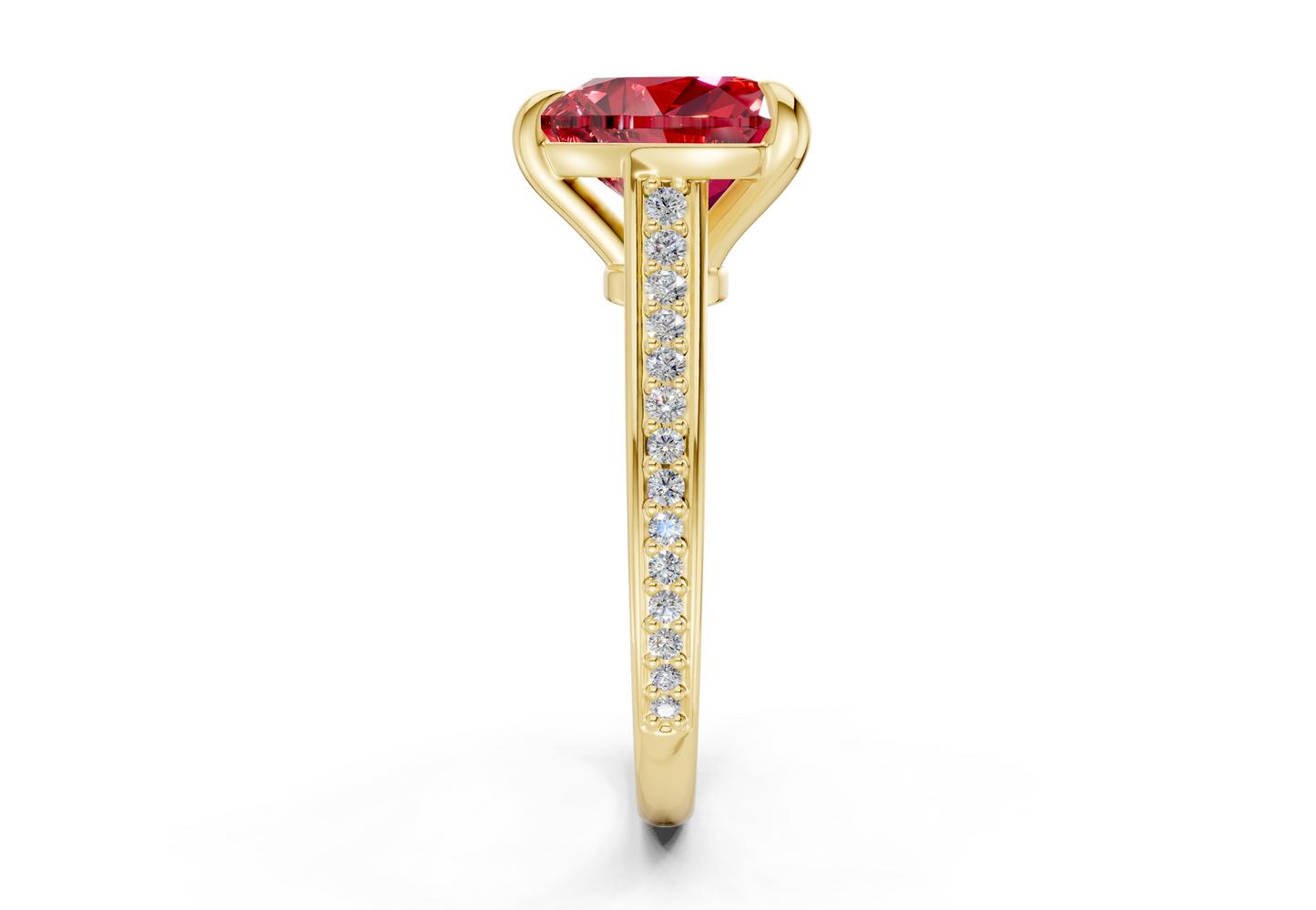 Adeline Ruby Gemstone Pave Heart Cut 2mm Engagement Ring