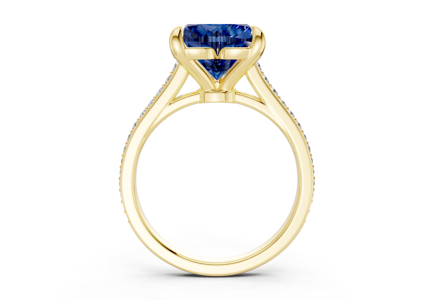 Adeline Sapphire Gemstone Pave Heart Cut 2mm Engagement Ring